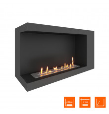 Биокамин угловой SteelHeat LONG 900 левый